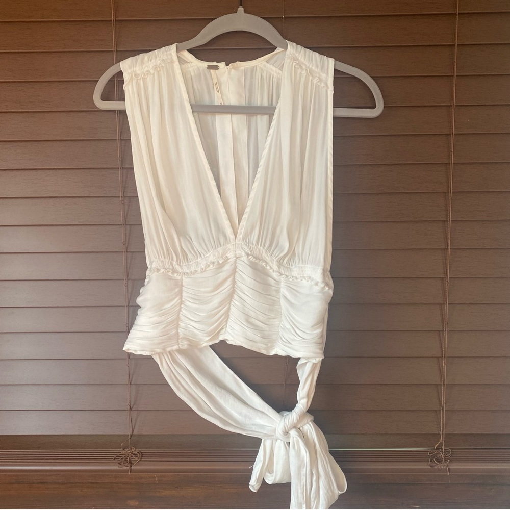 Free People White Tie Blouse